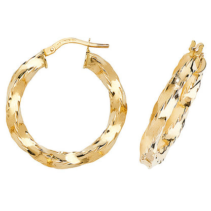 9Ct Gold Twisted Hoops ER133