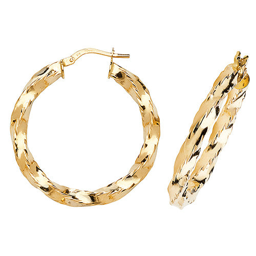 9Ct Gold Twisted Hoops ER133