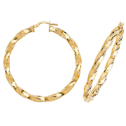 9Ct Gold Twisted Hoops ER133