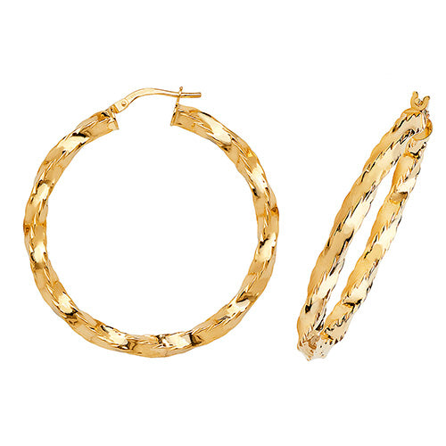 9Ct Gold Twisted Hoops ER133