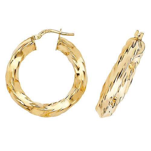 9CT Gold Twisted Hoops ER140