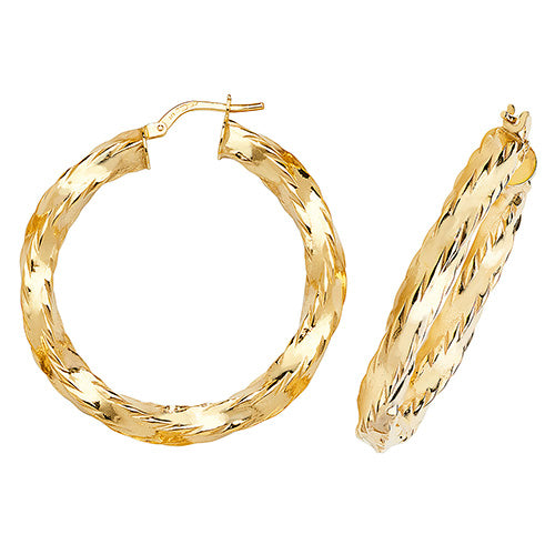 9CT Gold Twisted Hoops ER142