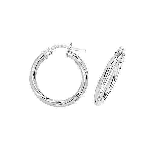 9CT White Gold Twisted Hoops ER348W