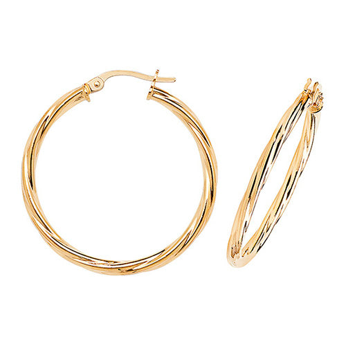 9CT Gold Twisted Hoops ER348