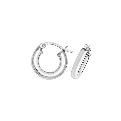 9CT White Gold Tube Hoops ER380W