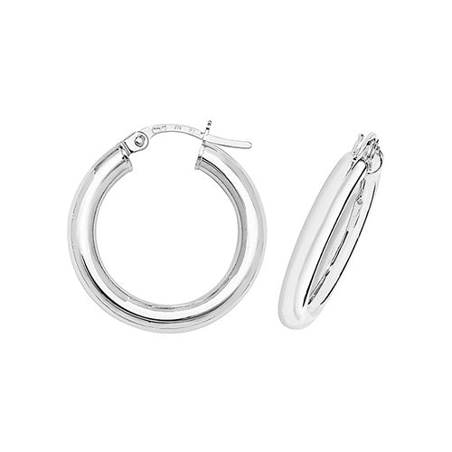 9CT White Gold Tube Hoops ER380W