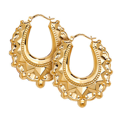 9Ct Gold Oval Creole Earrings