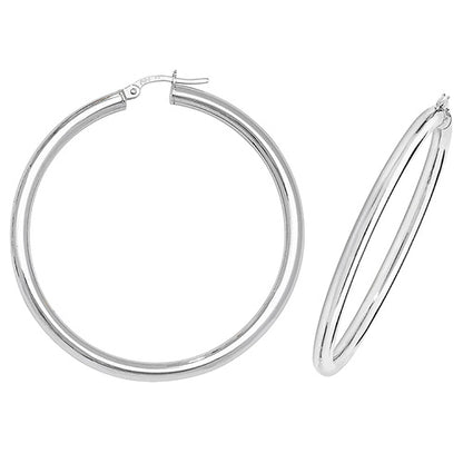 9CT White Gold Tube Hoops ER524W