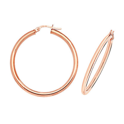 9CT Rose Gold Tube Hoops ER531R