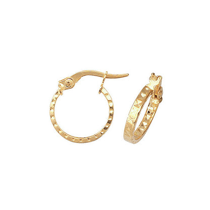 9CT Gold Diamond Cut Hoops ER651