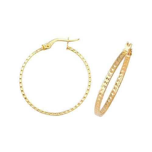 9CT Gold Diamond Cut Hoops ER651