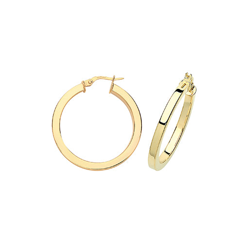 9CT Gold Square Tube Hoops ER775