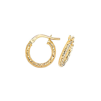 9CT Gold Diamond Cut Hoops ER951