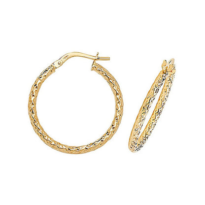 9CT Gold Diamond Cut Hoops ER951