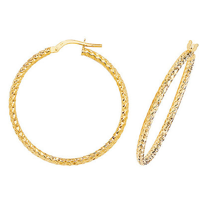 9CT Gold Diamond Cut Hoops ER951