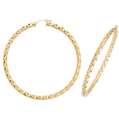 9CT Gold Diamond Cut Twisted Hoops ER954