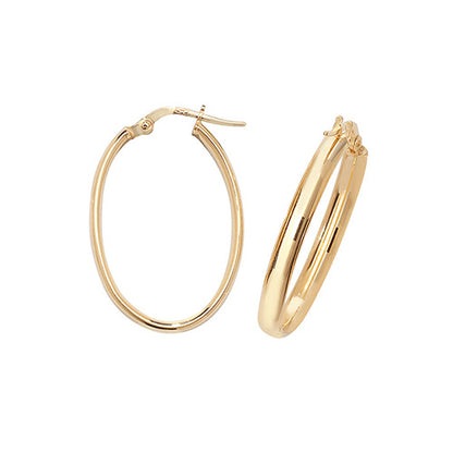 9CT Gold Tube Oval Hoops ER956