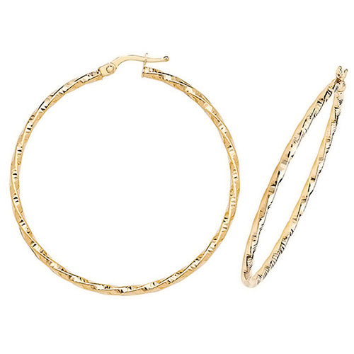 9CT Gold Diamond Cut Twisted Hoops ER963