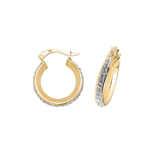 9CT Gold Crystal Hoops
