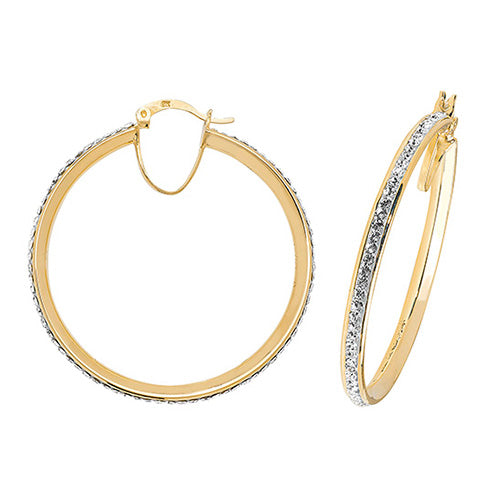 9CT Gold Crystal Hoops