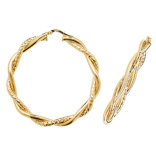 9CT Gold Diamond Cut Entwined Hoops ER988