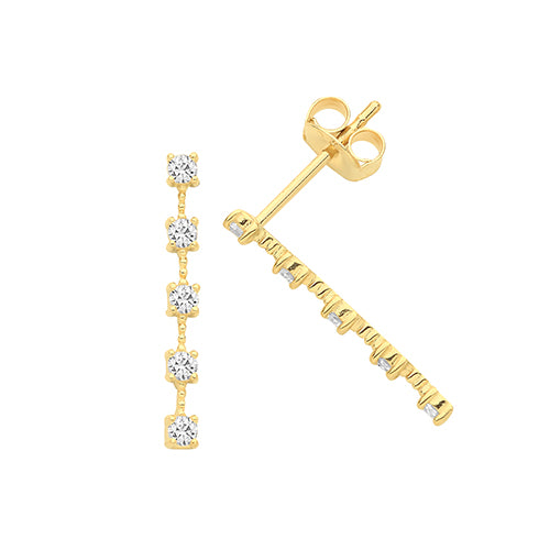 9Ct Gold Cz Linear Studs ES1610