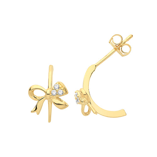 9Ct Gold Cz Bow Studs ES1619