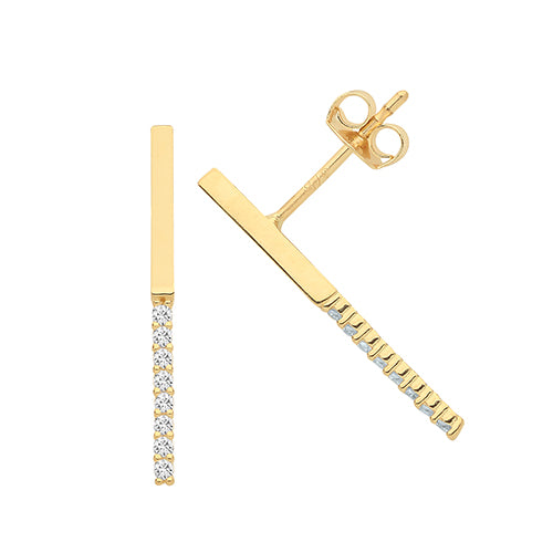 9Ct Gold Cz Bar Studs ES1631