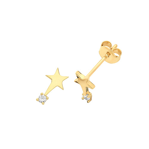 9Ct Gold Cz Shooting Star Studs ES1644