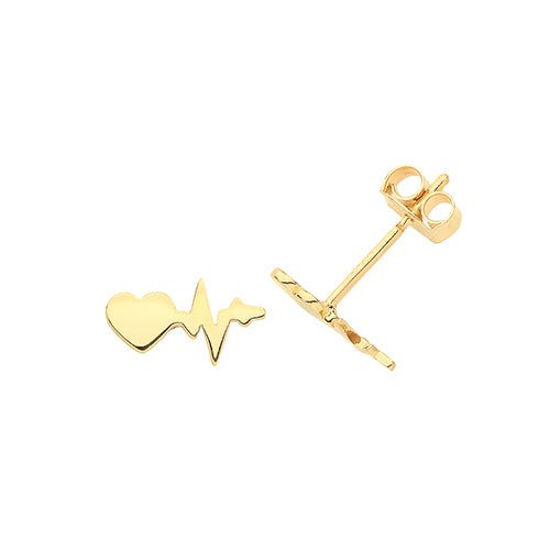 9Ct Gold Heartbeat Studs ES1651