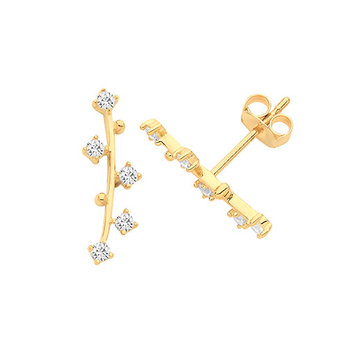 9Ct Gold Cz Leaf Style Climber Studs ES1653