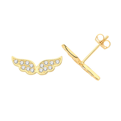 9Ct Gold Cz Wings Studs ES1654