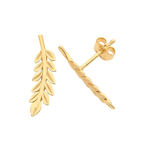 9Ct Gold Leaf Climber Studs ES1657