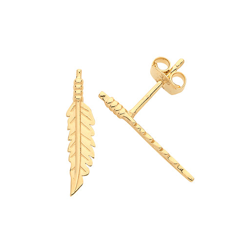 9Ct Gold Feather Studs ES1658