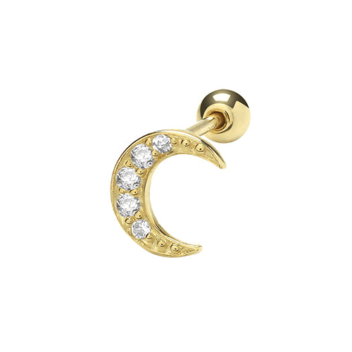 9Ct Gold Cz Crescent Moon Cartilage Stud - ES1900