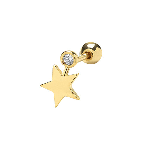 9Ct Gold Cz Bezel Star Cartilage Stud - ES1902