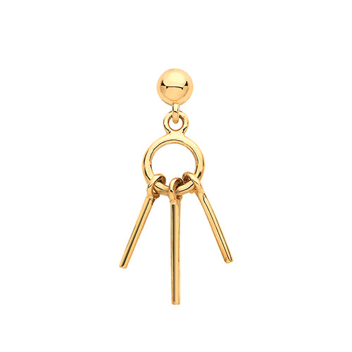 9Ct Gold Dangling Cartilage Stud - ES1907