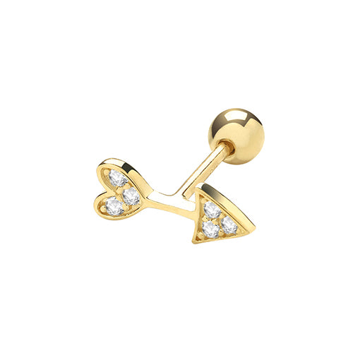 9Ct Gold Cz Arrow Cartilage Stud - ES1916