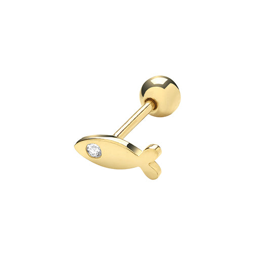 9Ct Gold Cz Set Fish Cartilage Stud - ES1919