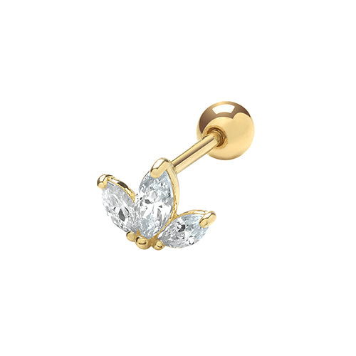 9Ct Gold Cz Lotus Cartilage Stud - ES1922