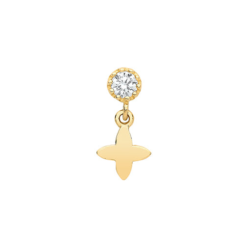 9Ct Gold Cz Bezel And Dangle Star Cartilage Stud - ES1925