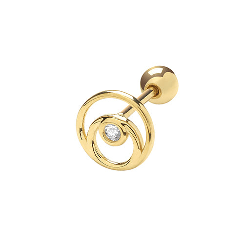 9Ct Gold Cz Set Double Circle Cartilage Stud - ES1926