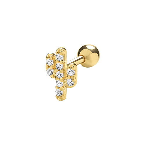 9Ct Gold Cz Cactus Cartilage Stud - ES1930