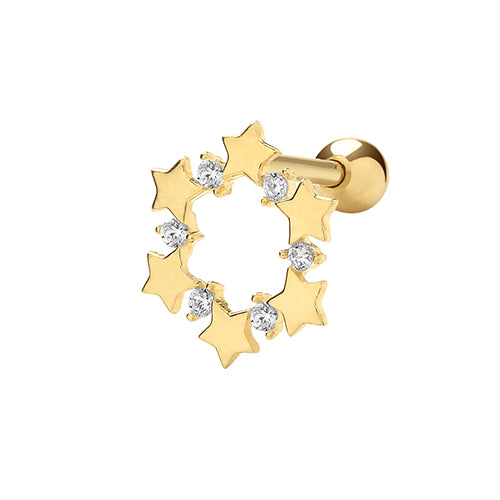 9Ct Gold Cz Stars Cartilage Stud - ES1933