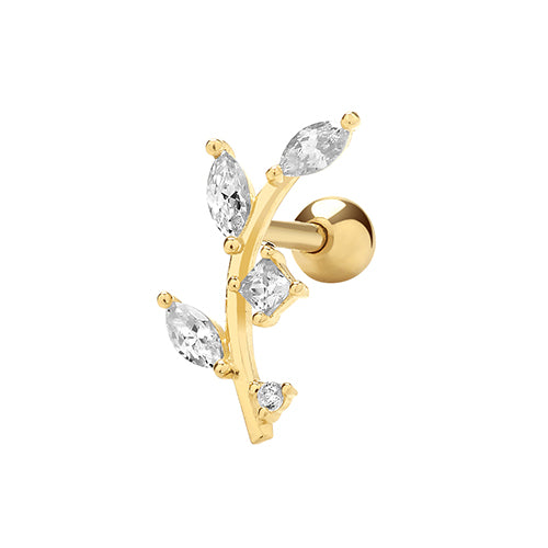 9Ct Gold Cz Leaf Cartilage Stud - ES1937