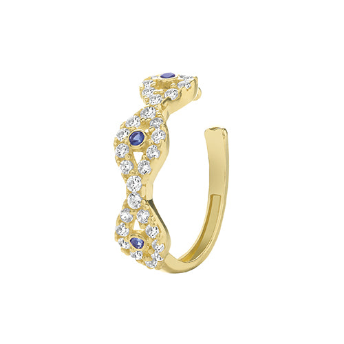 9Ct Gold White And Blue Cz Evil Eye Cartilage Cuff - ES1955