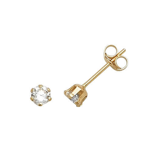 9Ct Gold Cz Solitaire Studs ES210