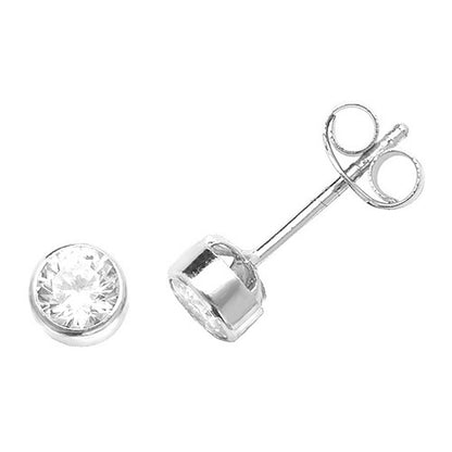 9Ct White Gold Cz Rubover Studs ES231SW