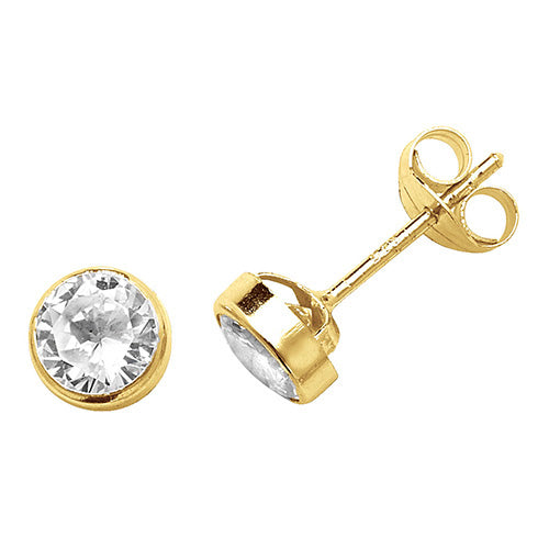 9Ct Gold Cz Rubover Studs ES230S