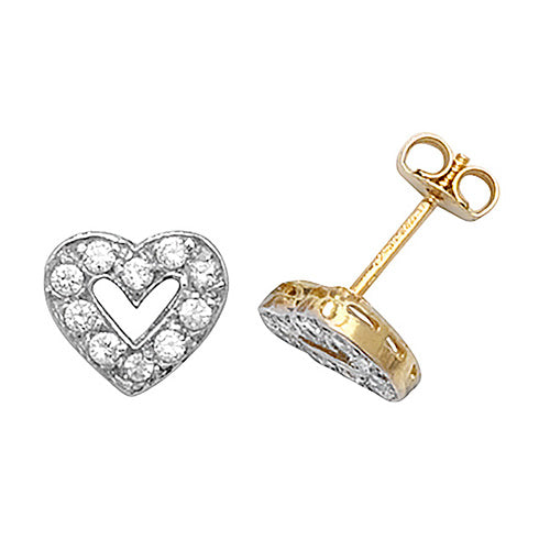 9Ct Gold Cz Open Heart Studs ES298